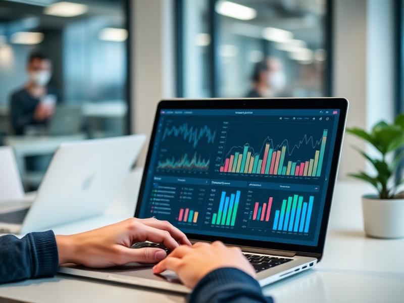 Bookkeeping process on laptop
